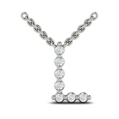 Diamond Alphabet Pendant Necklace, L