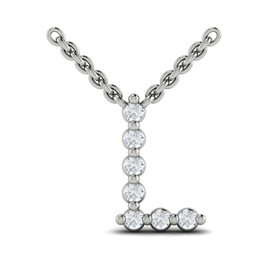 Diamond Alphabet Pendant Necklace, L