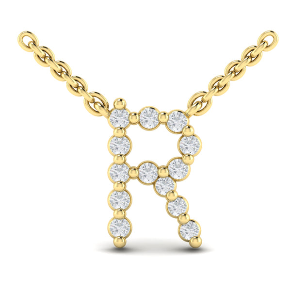 Diamond Alphabet Pendant Necklace, R