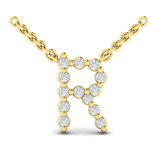 Diamond Alphabet Pendant Necklace, R