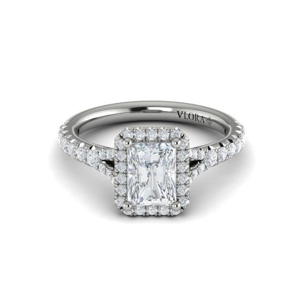 Elegant Halo Emerald Cut Engagement Ring