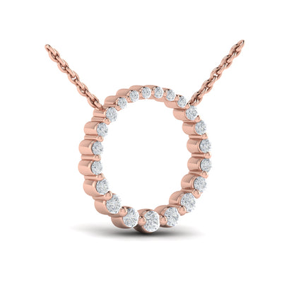 Graduated Round Diamond Open Circle Pendant