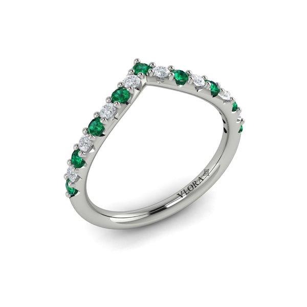 Emerald and Diamond Contour Band
