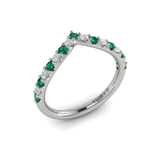 Emerald and Diamond Contour Band