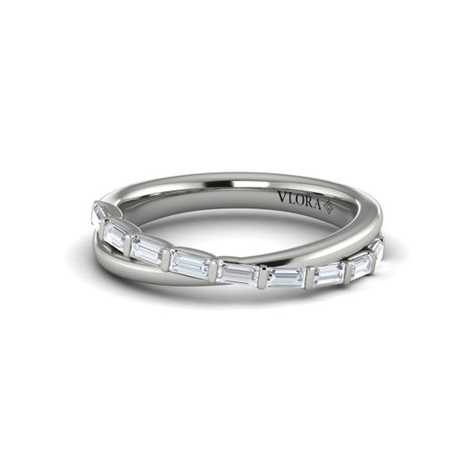 Crossed Baguette Stackable Band