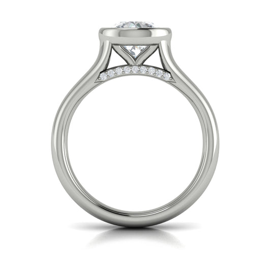 Contoured Bezel Diamond Engagement Ring