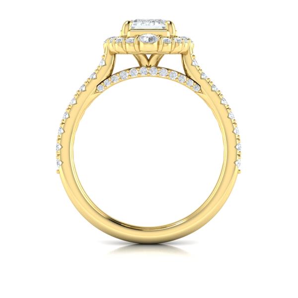 Cathedral Arch Halo Emerald Cut Engagement Ring