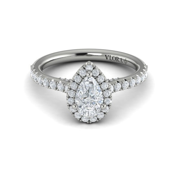Pretty Pear Halo Engagement Ring