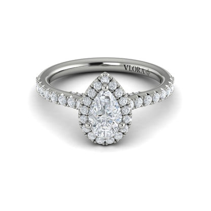 Pretty Pear Halo Engagement Ring