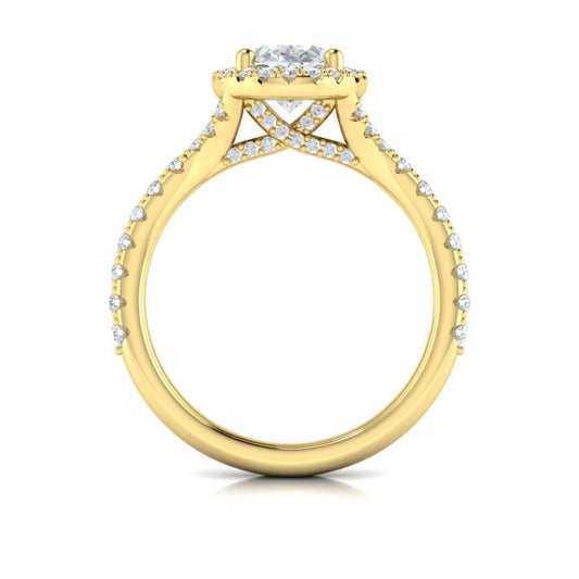 Timeless Halo Split Shank Oval Engagement Ring
