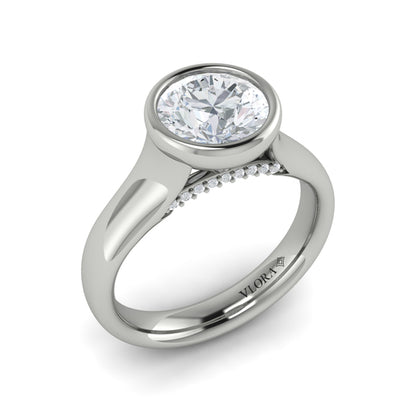 Contoured Bezel Diamond Engagement Ring