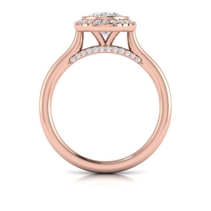 Regal Halo Oval Bezel Engagement Ring