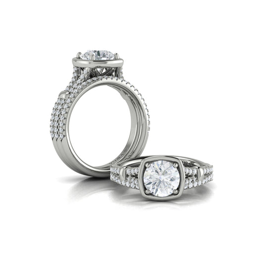 Diamond Frame Pavé Engagement Ring