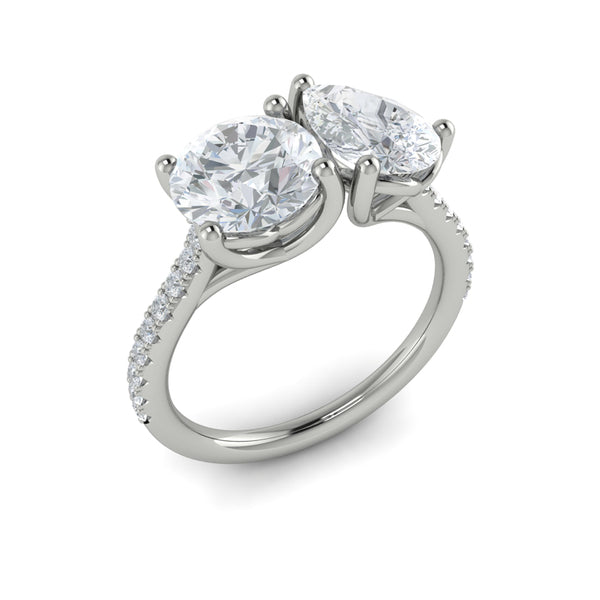Two Stone Engagement Ring in Platinum by Vlora Bridal