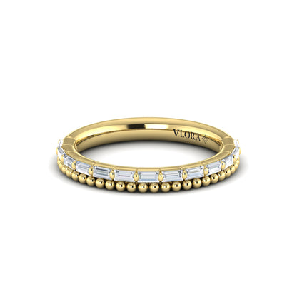 Baguette Diamond Beaded Edge Band