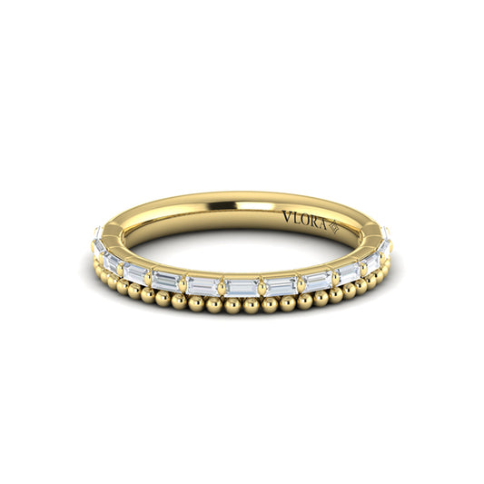 Baguette Diamond Beaded Edge Band