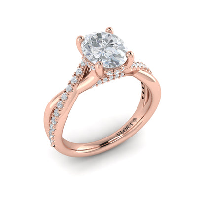 Entwined Oval Hidden Halo Engagement Ring