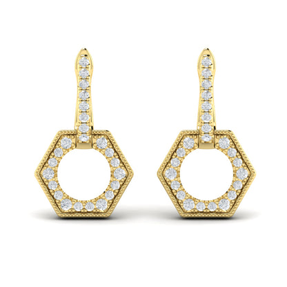 Diamond Open Honeycomb Drop Earrings