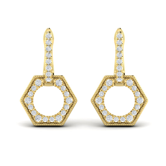 Diamond Open Honeycomb Drop Earrings