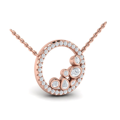 Pavé Halo and Bezel Set Diamond Pendant Necklace