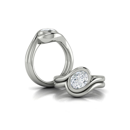 Modern Swirl Bezel Engagement Ring