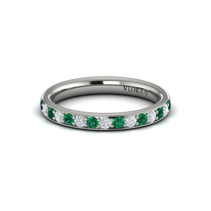 Delicate Emerald and Diamond Stackable Band