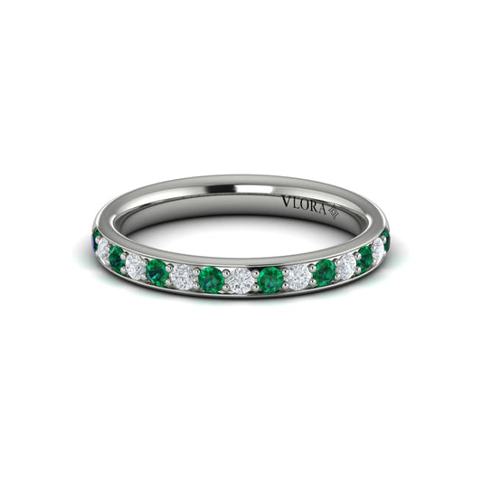 Delicate Emerald and Diamond Stackable Band