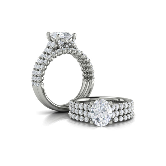 Matching Band for Oval Diamond Engagement Ring with Double Row Diamond Band