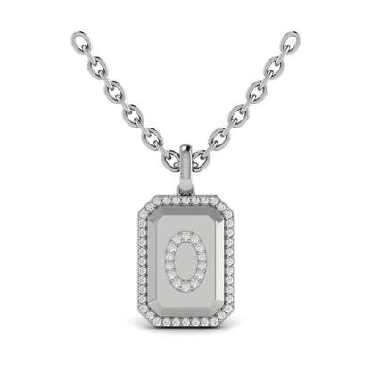 Diamond Medallion Alphabet Pendant Link Necklace, O