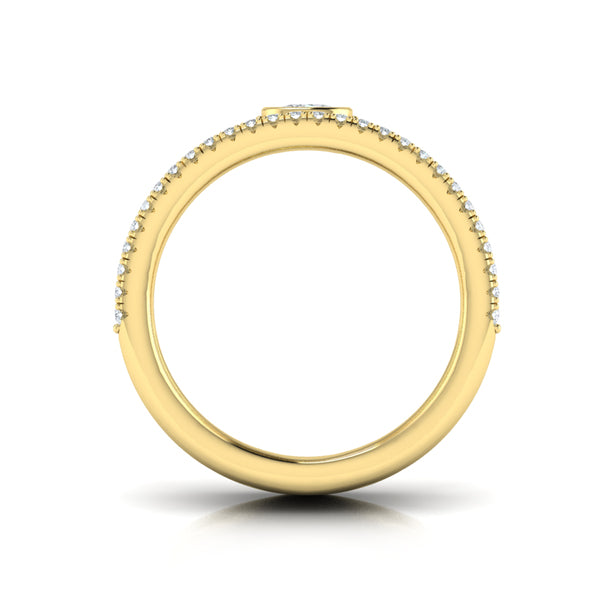 Diamond Open Three Row and Oval Centerstone  Ring