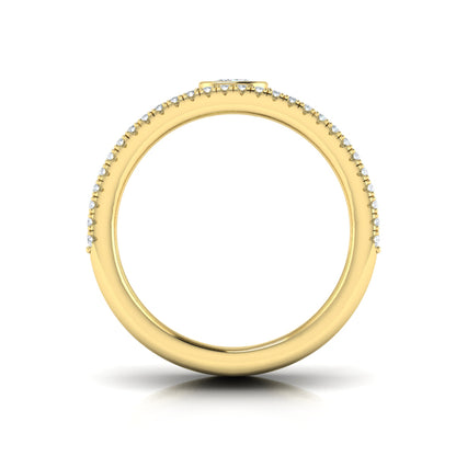 Diamond Open Three Row and Oval Centerstone  Ring