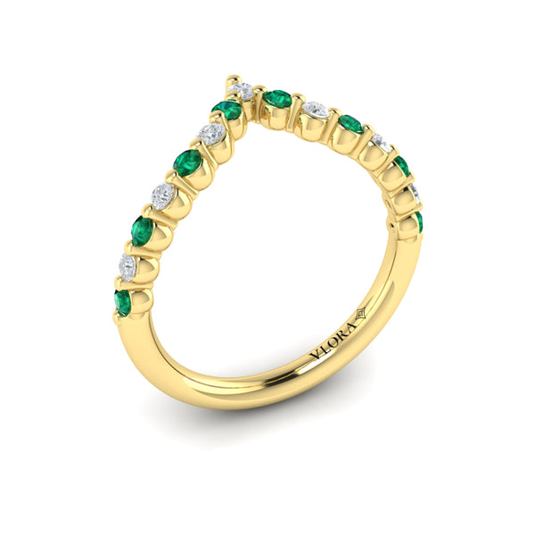 Diamond and Emerald Chevron Ring