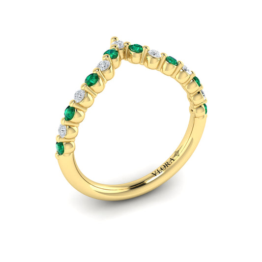 Diamond and Emerald Chevron Ring