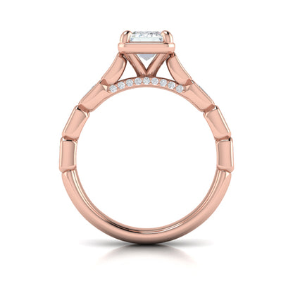 Emerald Cut Bezel Engagement Ring with Bezel Set Accent Diamonds