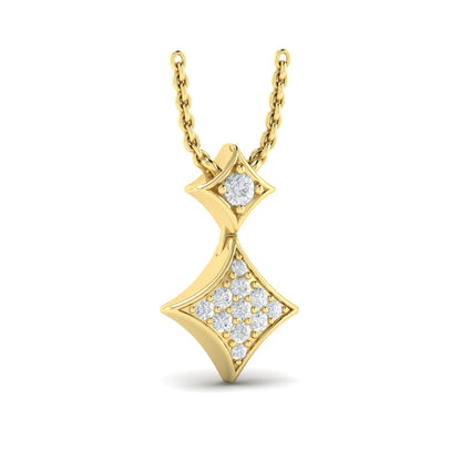 Diamond Cluster Double Vlora Star Pendant Necklace