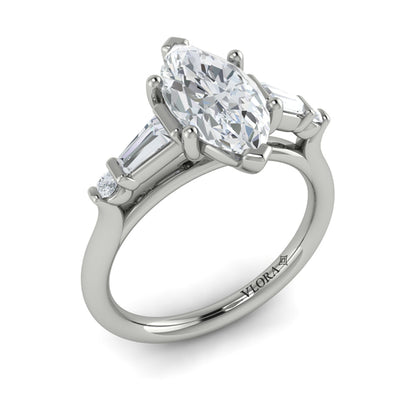 Poised Marquise Three-Stone Engagement Ring