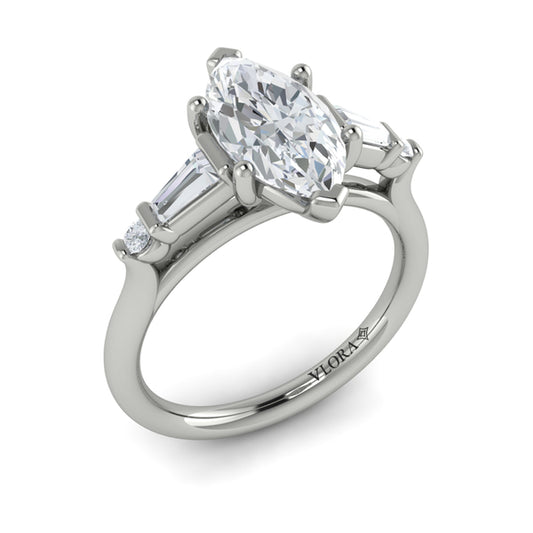 Poised Marquise Three-Stone Engagement Ring