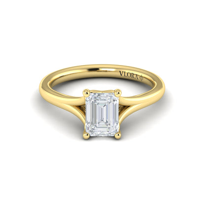 Solitaire Emerald Cut Engagement Ring
