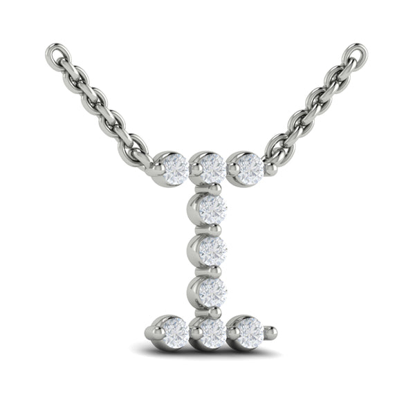 Diamond Alphabet Pendant Necklace, I