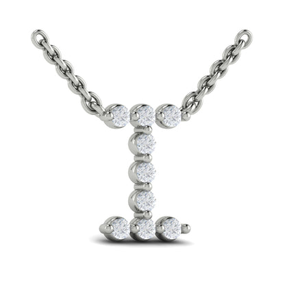 Diamond Alphabet Pendant Necklace, I