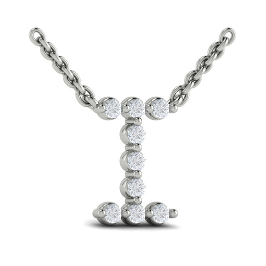 Diamond Alphabet Pendant Necklace, I