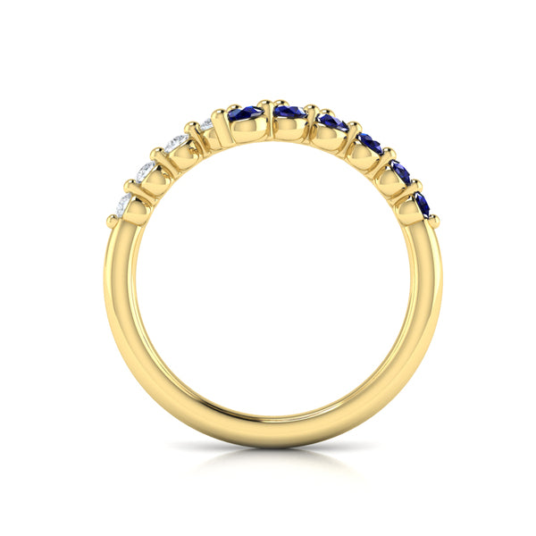 Diamond and Blue Sapphire Open Wrap Ring