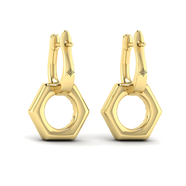 Diamond Open Honeycomb Drop Earrings