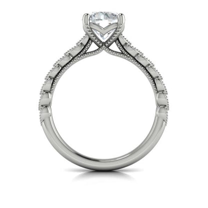 Round Classic, Modern Vintage Engagement Ring in Platinum by Vlora Bridal
