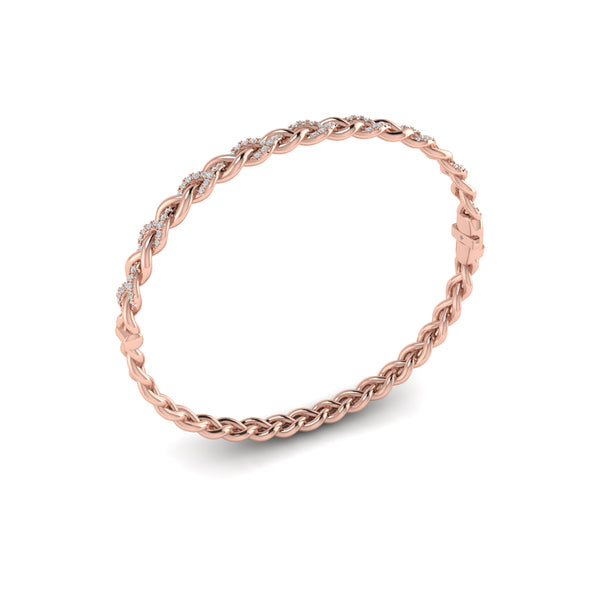 Alternating Diamond Twist Bangle Bracelet