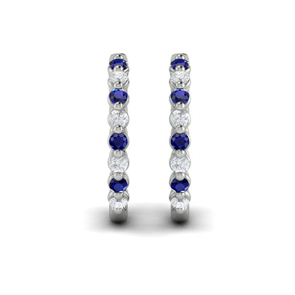 Diamond and Blue Sapphire  Twist Hoop Earrings