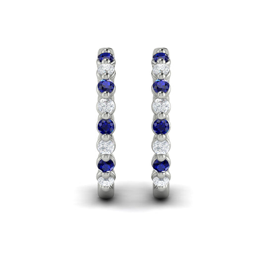 Diamond and Blue Sapphire  Twist Hoop Earrings