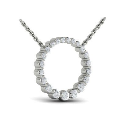 Graduated Round Diamond Open Circle Pendant