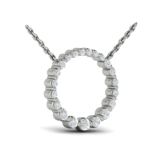 Graduated Round Diamond Open Circle Pendant