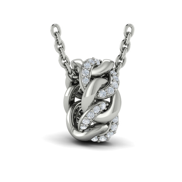 Channel Set Link with Diamonds Pendant Necklace